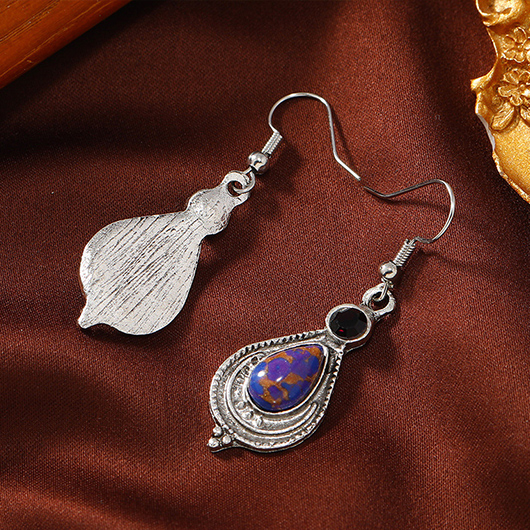 Silver jewelry,Geometric jewelry,Silver Teardrop Design Tribal Alloy Earrings