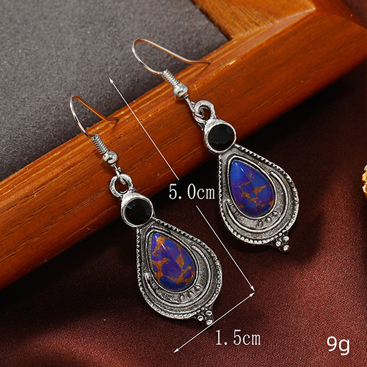 Silver jewelry,Geometric jewelry,Silver Teardrop Design Tribal Alloy Earrings