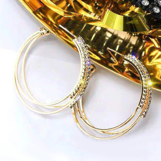 Gold jewelry,Geometric jewelry,Round Design Gold Alloy Geometric Earrings