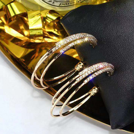 Gold jewelry,Geometric jewelry,Round Design Gold Alloy Geometric Earrings
