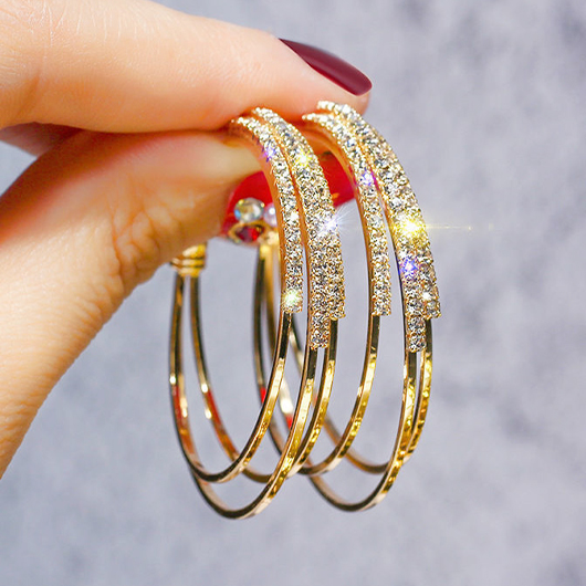 Gold jewelry,Geometric jewelry,Round Design Gold Alloy Geometric Earrings