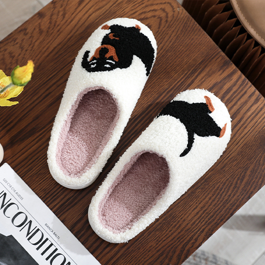 Beige shoes,Animal Print shoes,Animal Print Beige Falt Closed Toe Slippers