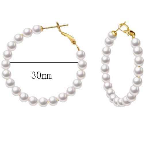 White jewelry,Round White Pearl Detail Large Earrings