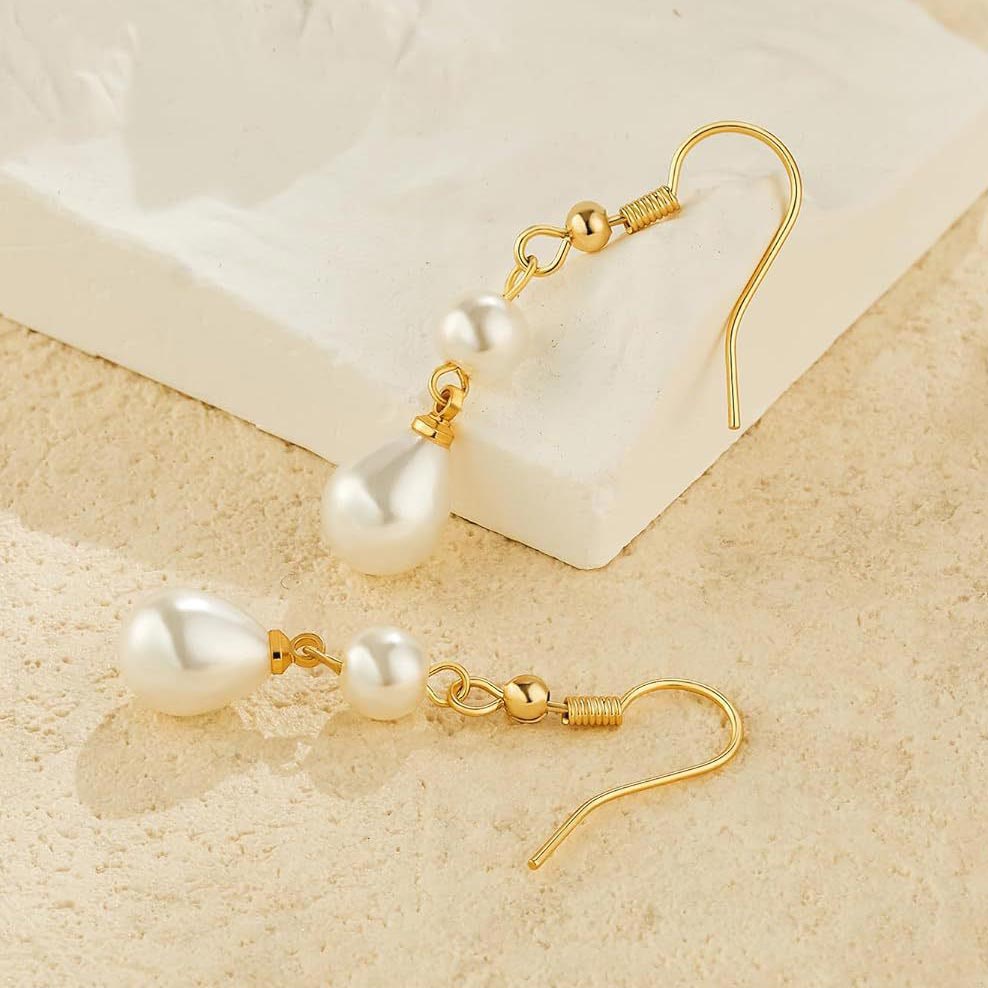 White jewelry,White Tassel Design Pearl Detail Earrings
