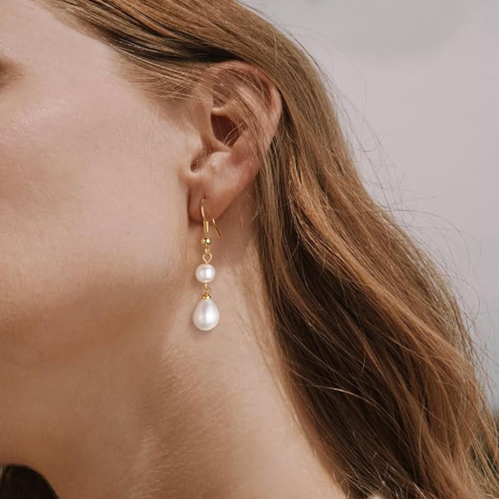 White jewelry,White Tassel Design Pearl Detail Earrings