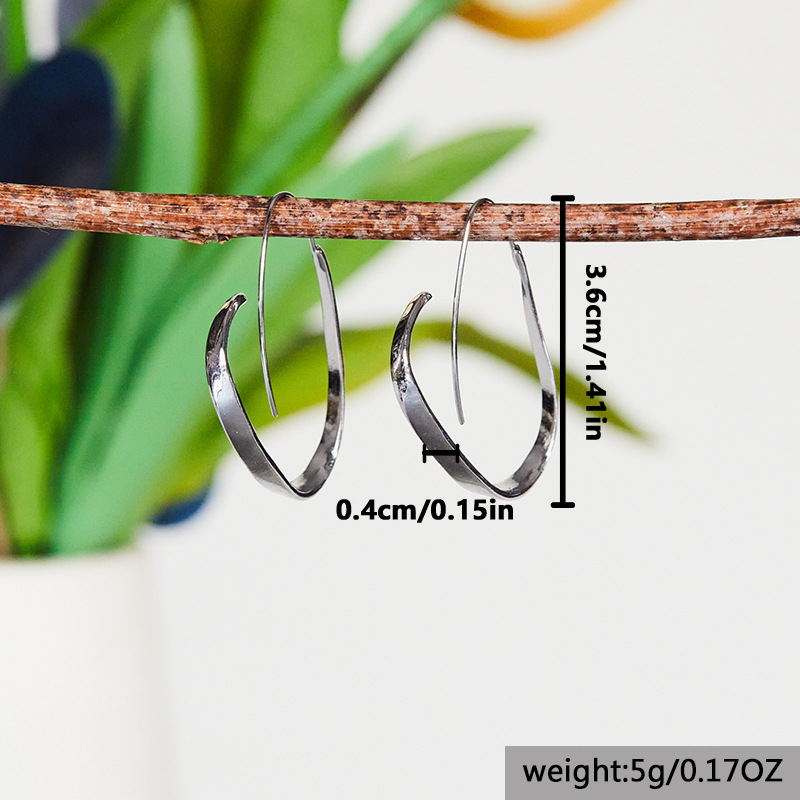 Silver jewelry,Geometric jewelry,Silver Alloy Design Geometric Detail Earrings