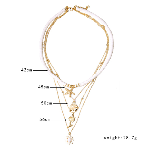 Gold jewelry,Animal Print jewelry,Shell Starfish Gold Layered Alloy Necklace