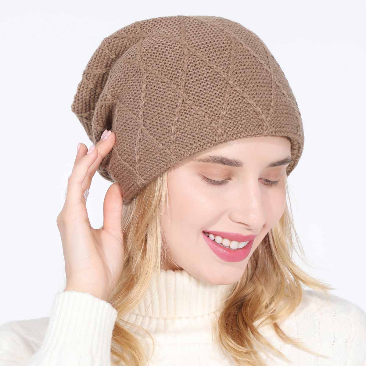 Light Coffee Plush Acrylic Detail Hat