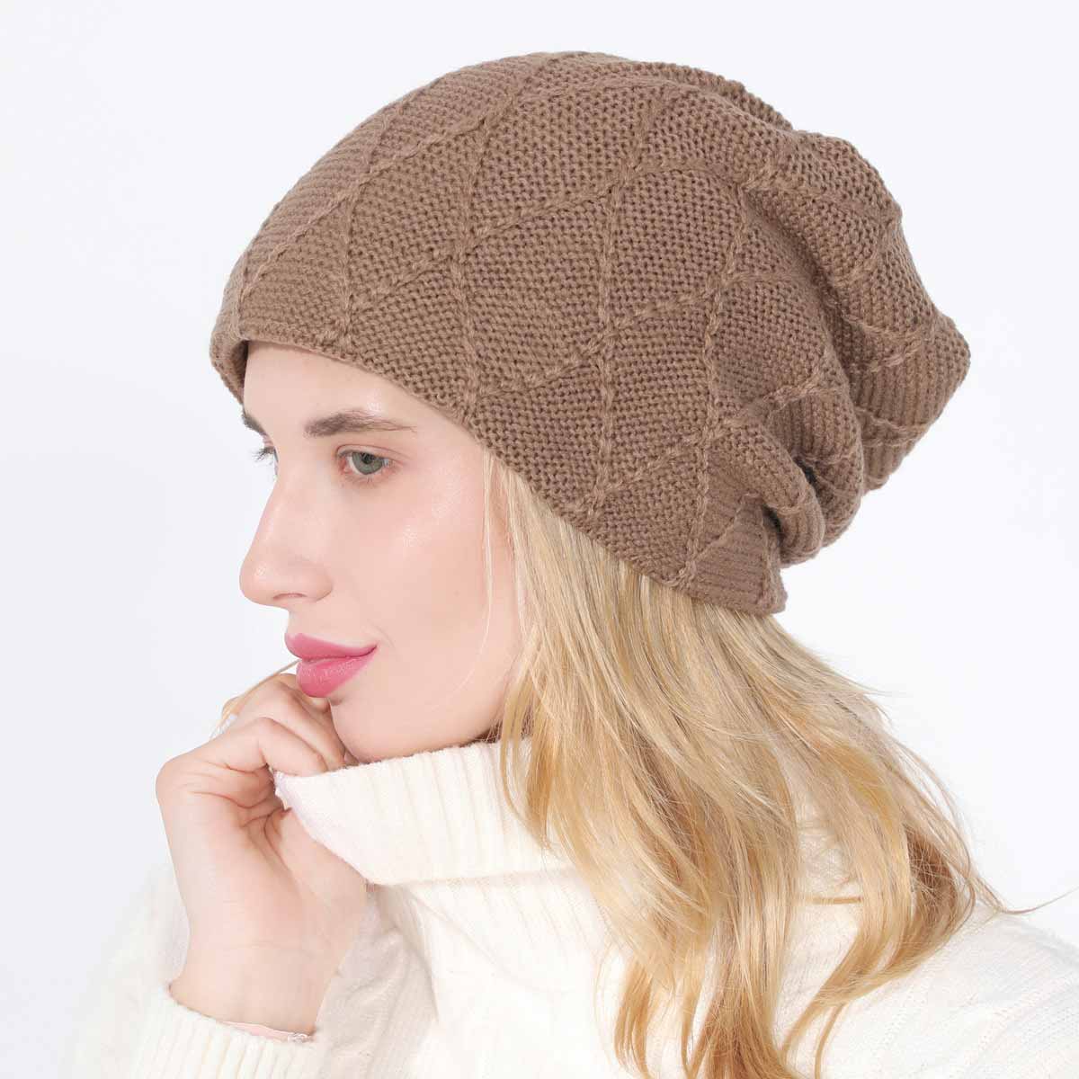 Light Coffee Plush Acrylic Detail Hat