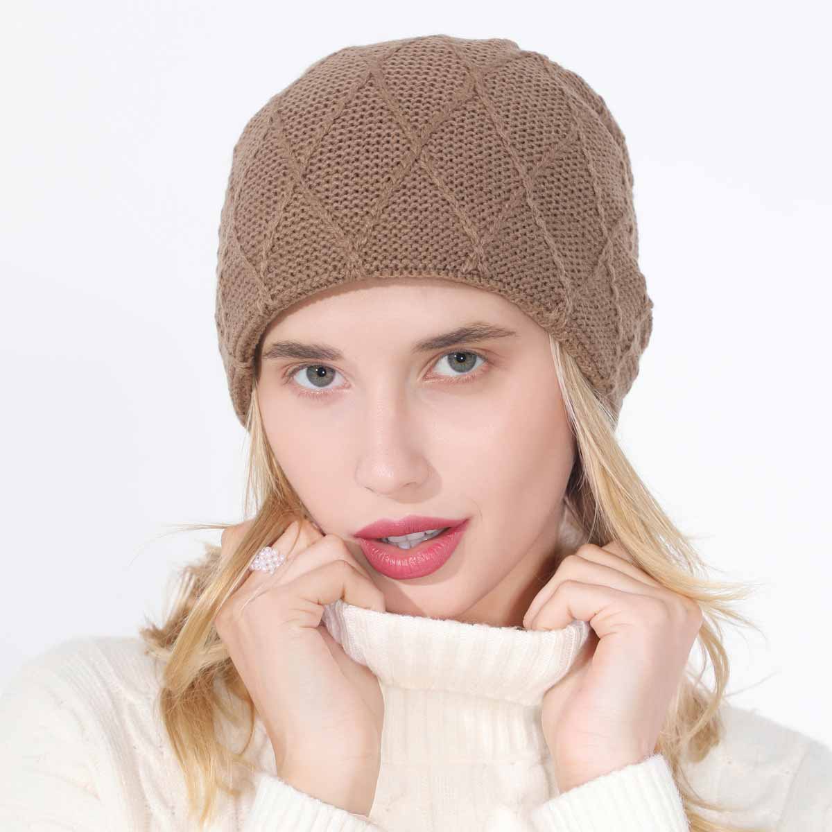 Light Coffee Plush Acrylic Detail Hat