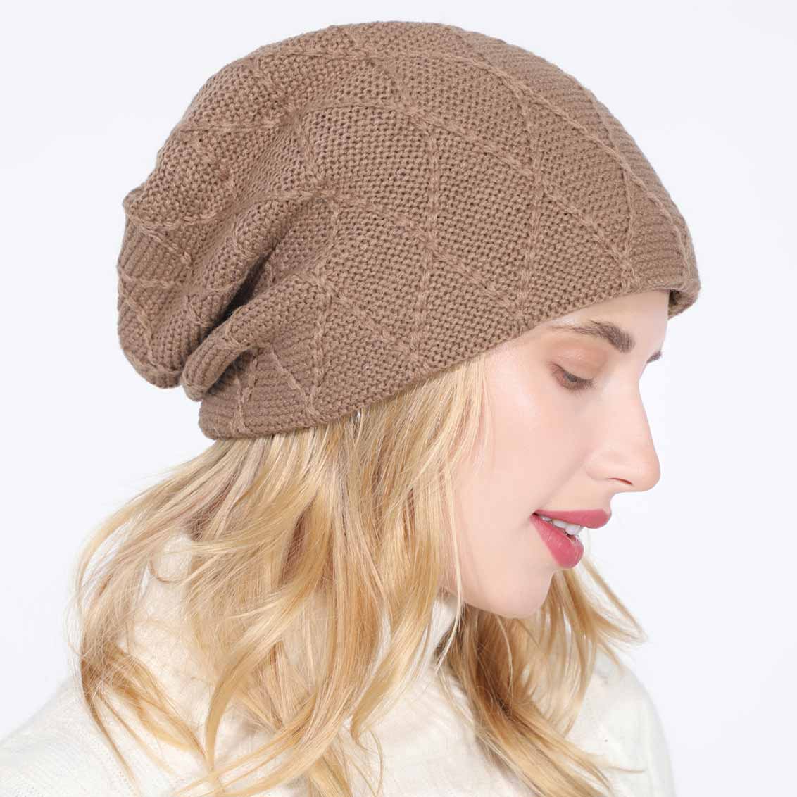 Light Coffee Plush Acrylic Detail Hat