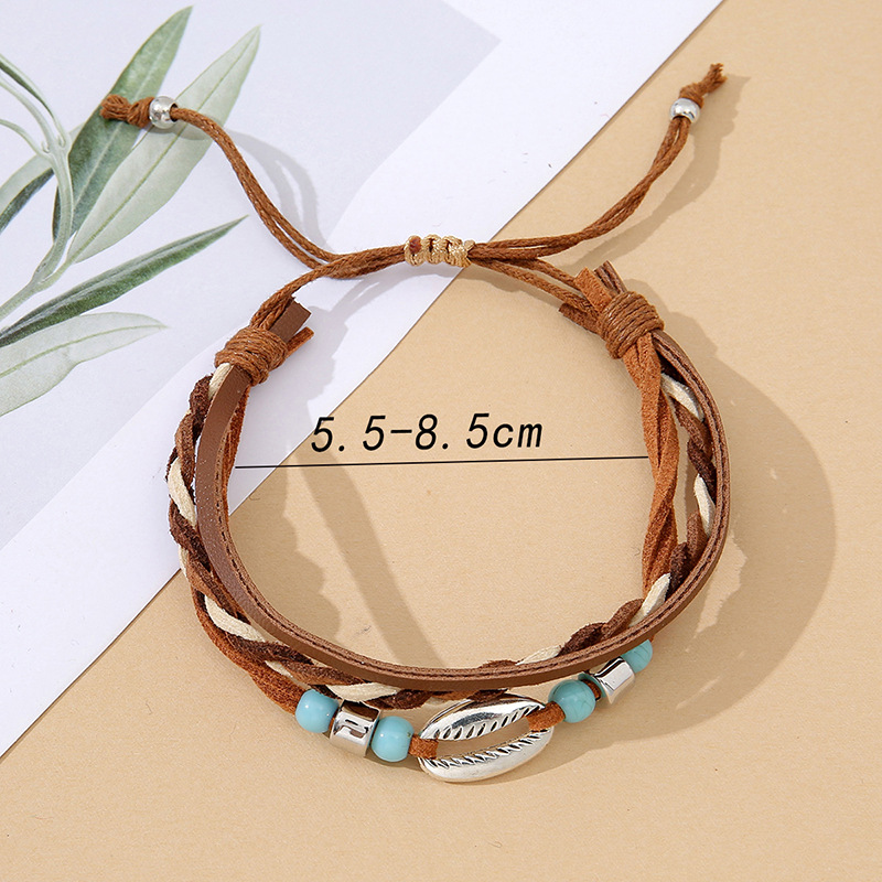 Dark Coffee Faux Leather Layered Bracelet