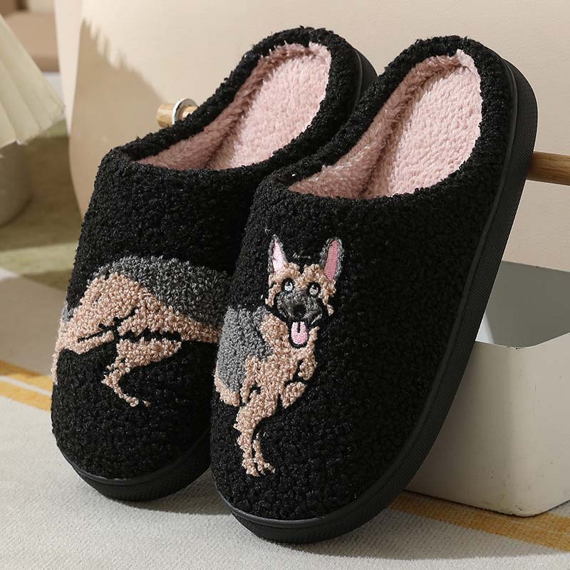 Black shoes,Contrast Color shoes,Black Falt Tweed Round Toe Slippers