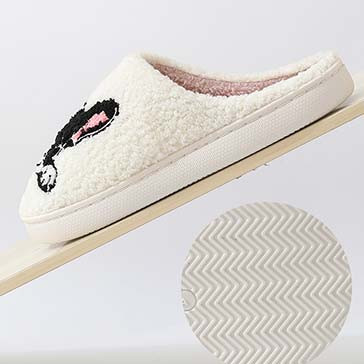 White shoes,Contrast Color shoes,Animal Print shoes,White Animal Print Falt Round Toe Slippers