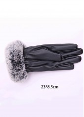 Black accessories,Plain Color accessories,Black Warming Leather Full Finger Gloves