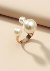 Gold jewelry,White jewelry,Other jewelry,Alloy Detail Gold Pearl Design Ring
