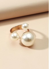 Gold jewelry,White jewelry,Other jewelry,Alloy Detail Gold Pearl Design Ring
