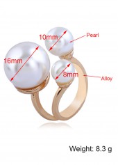 Gold jewelry,White jewelry,Other jewelry,Alloy Detail Gold Pearl Design Ring