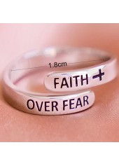 Silvery White jewelry,Letter jewelry,Letter Silvery White Cross Alloy Ring