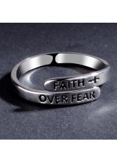 Silvery White jewelry,Letter jewelry,Letter Silvery White Cross Alloy Ring