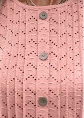 Light Pink tops,Plain Color tops,Tuck Stitch Light Pink Round Neck T Shirt