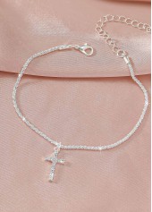 Silvery White jewelry,Cross Rhinestone Silvery White Alloy Anklet