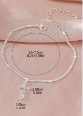 Silvery White jewelry,Cross Rhinestone Silvery White Alloy Anklet