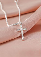 Silvery White jewelry,Cross Rhinestone Silvery White Alloy Anklet