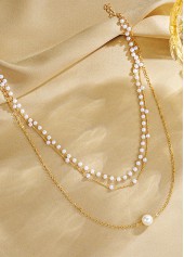 Silvery White jewelry,Other jewelry,Pearl Silvery White Layered Alloy Necklace