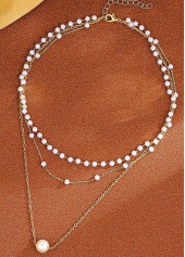 Silvery White jewelry,Other jewelry,Pearl Silvery White Layered Alloy Necklace