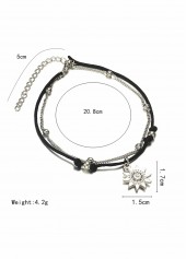 Black jewelry,Black Layered Design Beaded Alloy Anklet