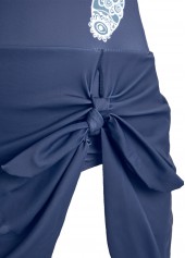 Dusty Blue swimwear,Paisley swimwear,ROTITA Bowknot Dusty Blue Paisley Print One Piece Swimdress