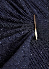 Navy tops,Plain Color tops,ROTITA Surplice Navy V Neck Long Sleeve Shirt