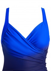 Royal Blue swimwear,Navy swimwear,Ombre swimwear,ROTITA Drawstring Royal Blue Ombre One Piece Swimwear