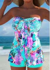 Multi Color swimwear,Animal Print swimwear,ROTITA Ruffle Multi Color Marine Life Print Tankini Set