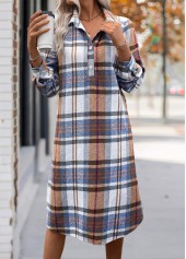Multi Color dresses,Plaid dresses,Everyday dresses,Casual dresses,ROTITA Plus Size Tummy Coverage Plaid Multi Color Dress