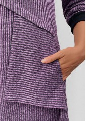 Dusty Purple dresses,Plain Color dresses,Everyday dresses,Casual dresses,ROTITA Tummy Coverage Dusty Purple Round Neck Long Sleeve Dress