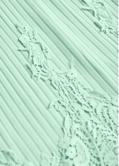 Light Green tops,Plain Color tops,ROTITA Patchwork Light Green Split Neck Long Sleeve T Shirt