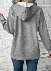 Grey plus size,Plain Color plus size,ROTITA Plus Size Embroidery Grey Long Sleeve Hoodie