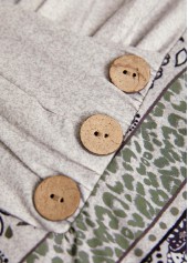 Light Camel tops,Leopard tops,Tribal tops,Paisley tops,ROTITA Button Leopard Light Camel Cowl Neck T Shirt