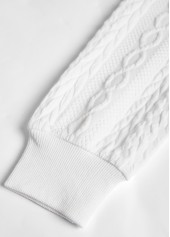 Black tops,Contrast Color tops,ROTITA Jacquard Black Turn Down Collar Long Sleeve Sweatshirt