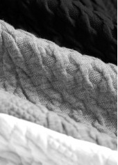 Black tops,Contrast Color tops,ROTITA Jacquard Black Turn Down Collar Long Sleeve Sweatshirt