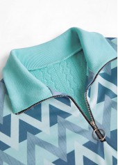 Mint Green plus size,Geometric plus size,ROTITA Plus Size Patchwork Mint Green Geometric Print Sweatshirt