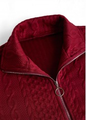 ROTITA Jacquard Wine Red Stand Collar Sleeveless Waistcoat