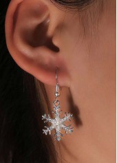 Silver jewelry,Christmas jewelry,Christmas Snowflake Silver Alloy One Piece Earrings