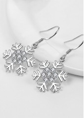 Silver jewelry,Christmas jewelry,Christmas Snowflake Silver Alloy One Piece Earrings