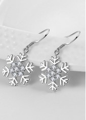 Silver jewelry,Christmas jewelry,Christmas Snowflake Silver Alloy One Piece Earrings