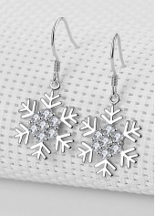 Silver jewelry,Christmas jewelry,Christmas Snowflake Silver Alloy One Piece Earrings