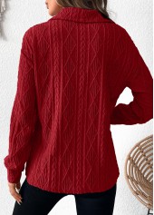 Wine Red tops,Plain Color tops,ROTITA Lace Wine Red Turn Down Collar Long Sleeve Blouse