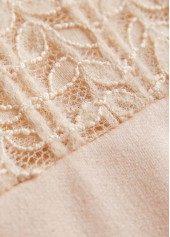 Skin Color tops,Christmas tops,ROTITA Christmas Lace Skin Color Round Neck Long Sleeve Sweatshirt